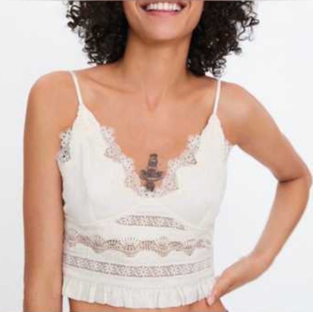 Zara Cream Boho Lace Bralette